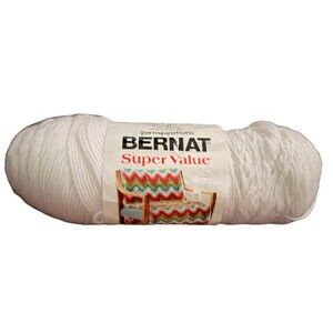 Bernat Super Value Yarn White 7oz 197g Acrylic Medium 4 No Dye Lot